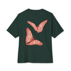 Butterfly Sketch Tee | Two Orange Butterflies Minimal Line Art