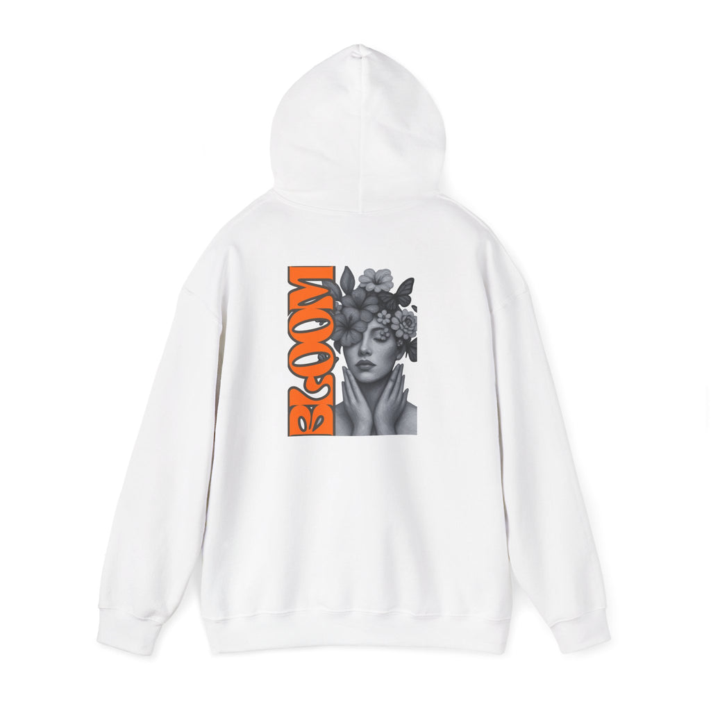 Floral Crown Portrait Hooded Sweatshirt | Retro Orange Bloom Graphic