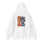 Floral Crown Portrait Hooded Sweatshirt | Retro Orange Bloom Graphic