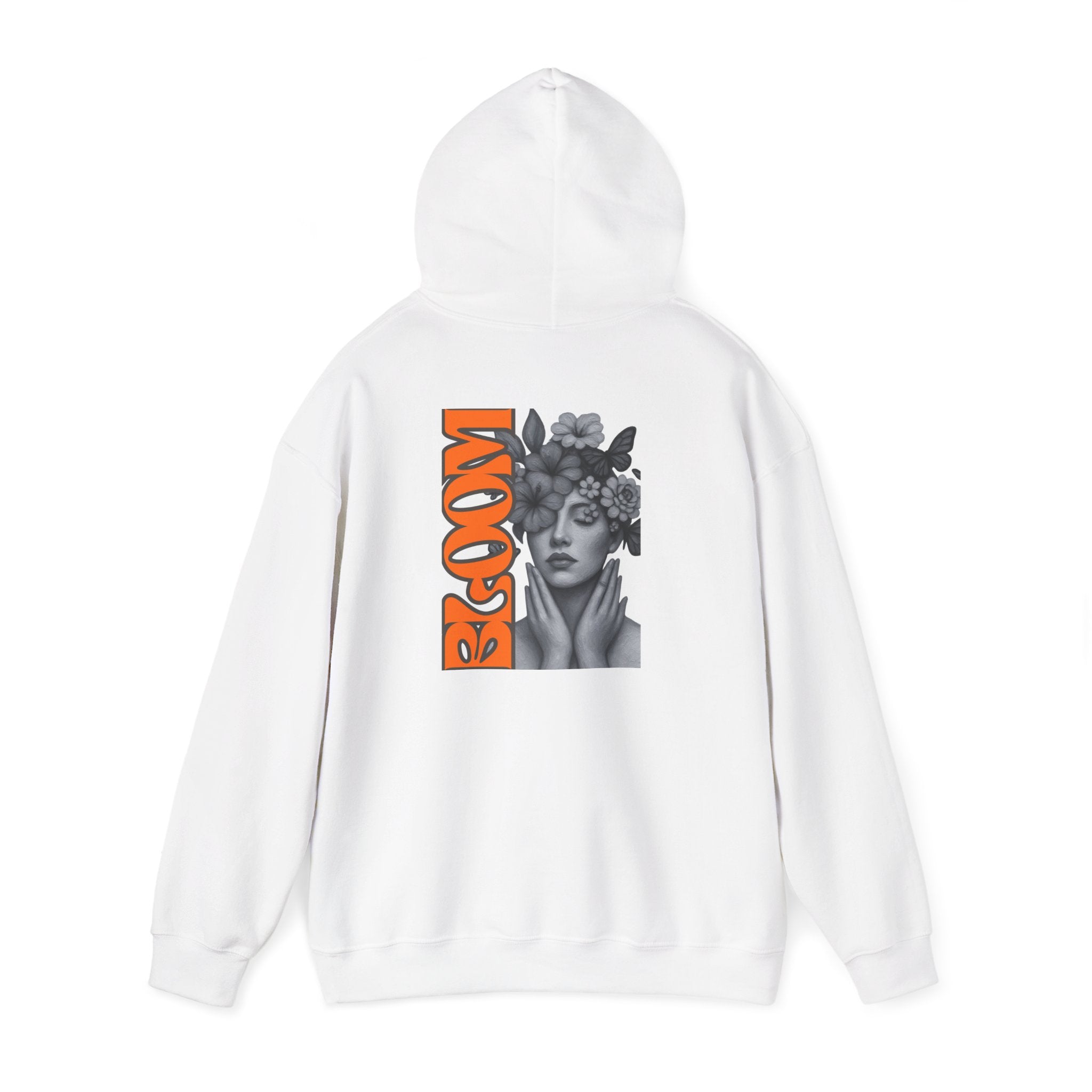 Floral Crown Portrait Hooded Sweatshirt | Retro Orange Bloom Graphic