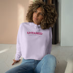 Untamed Floral Graphic Crop Hoodie | Retro Flower Squares, Pink Orange