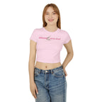 Butterfly Girl Women's Baby Tee — Pink Butterfly Wings Graphic Crop Top