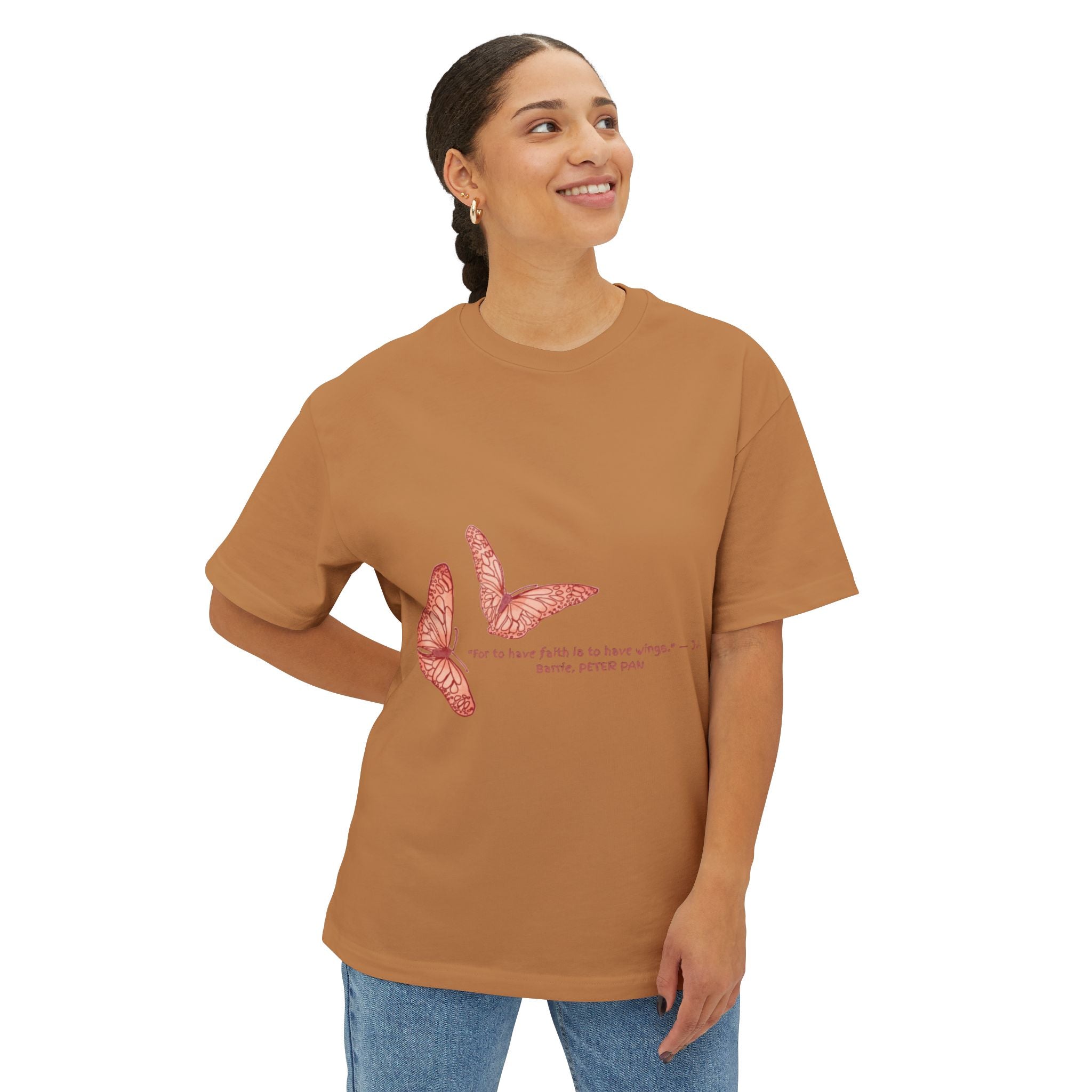 Butterfly Sketch Tee | Two Orange Butterflies Minimal Line Art