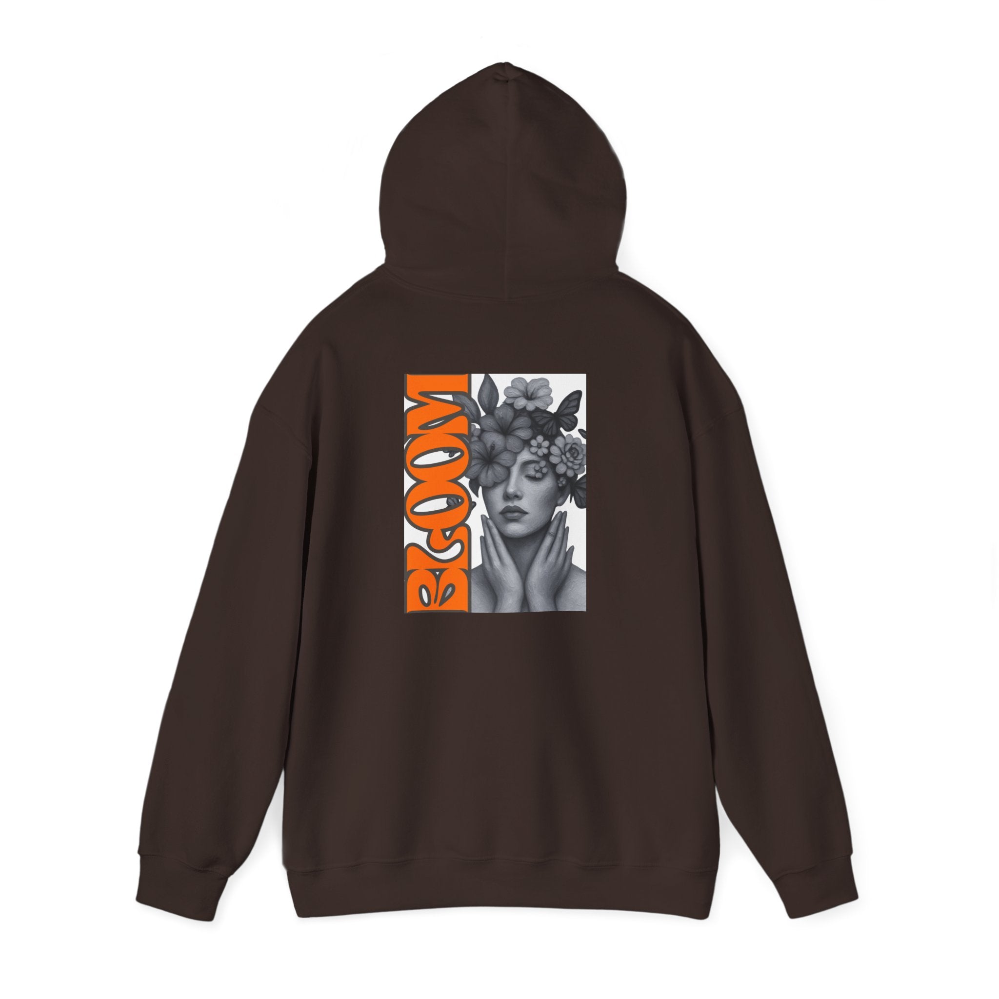 Floral Crown Portrait Hooded Sweatshirt | Retro Orange Bloom Graphic