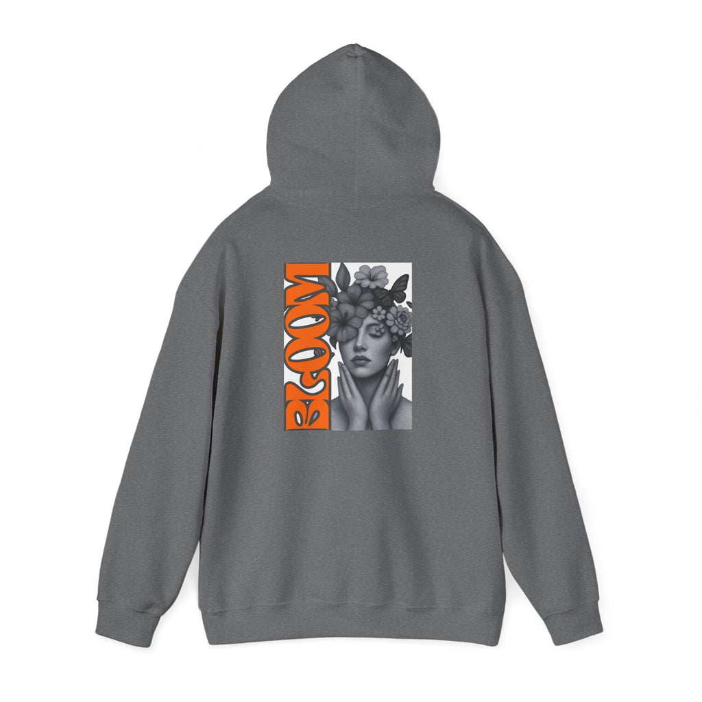 Floral Crown Portrait Hooded Sweatshirt | Retro Orange Bloom Graphic