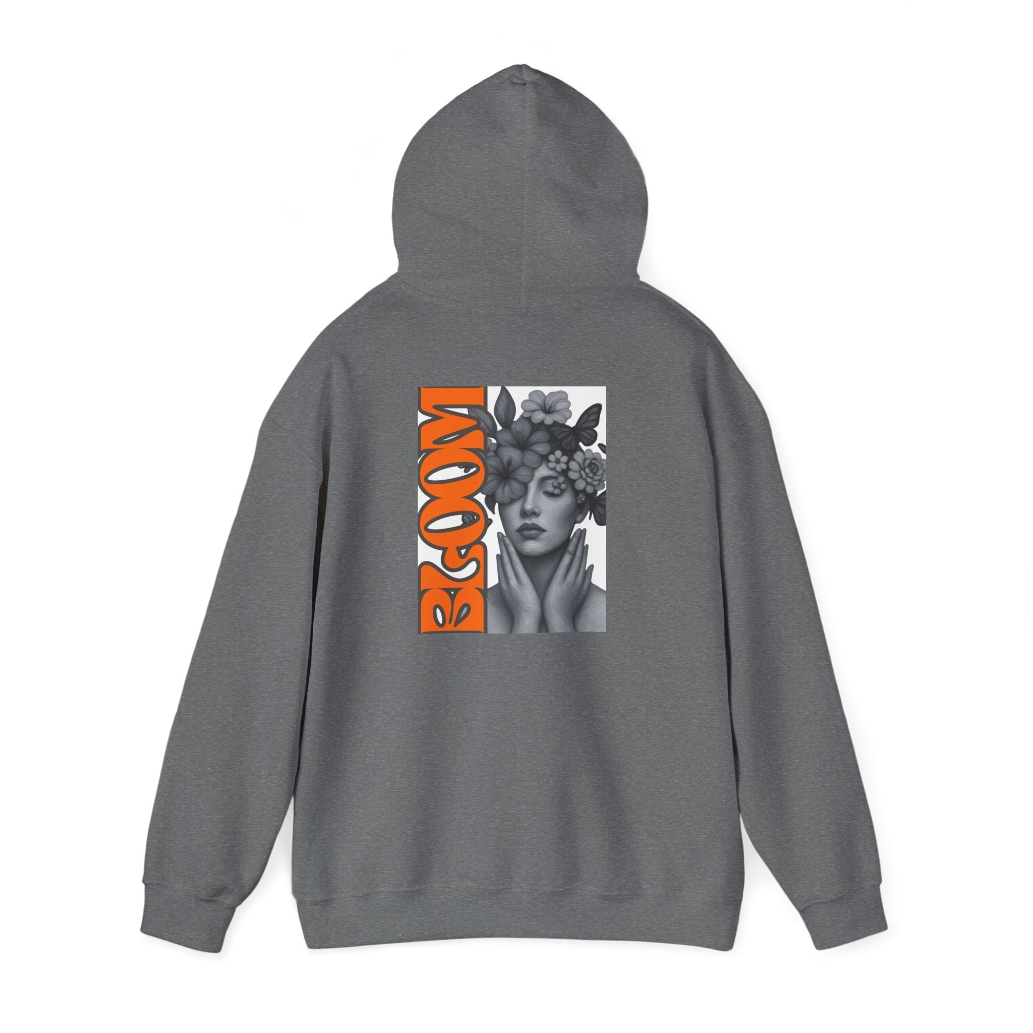 Floral Crown Portrait Hooded Sweatshirt | Retro Orange Bloom Graphic