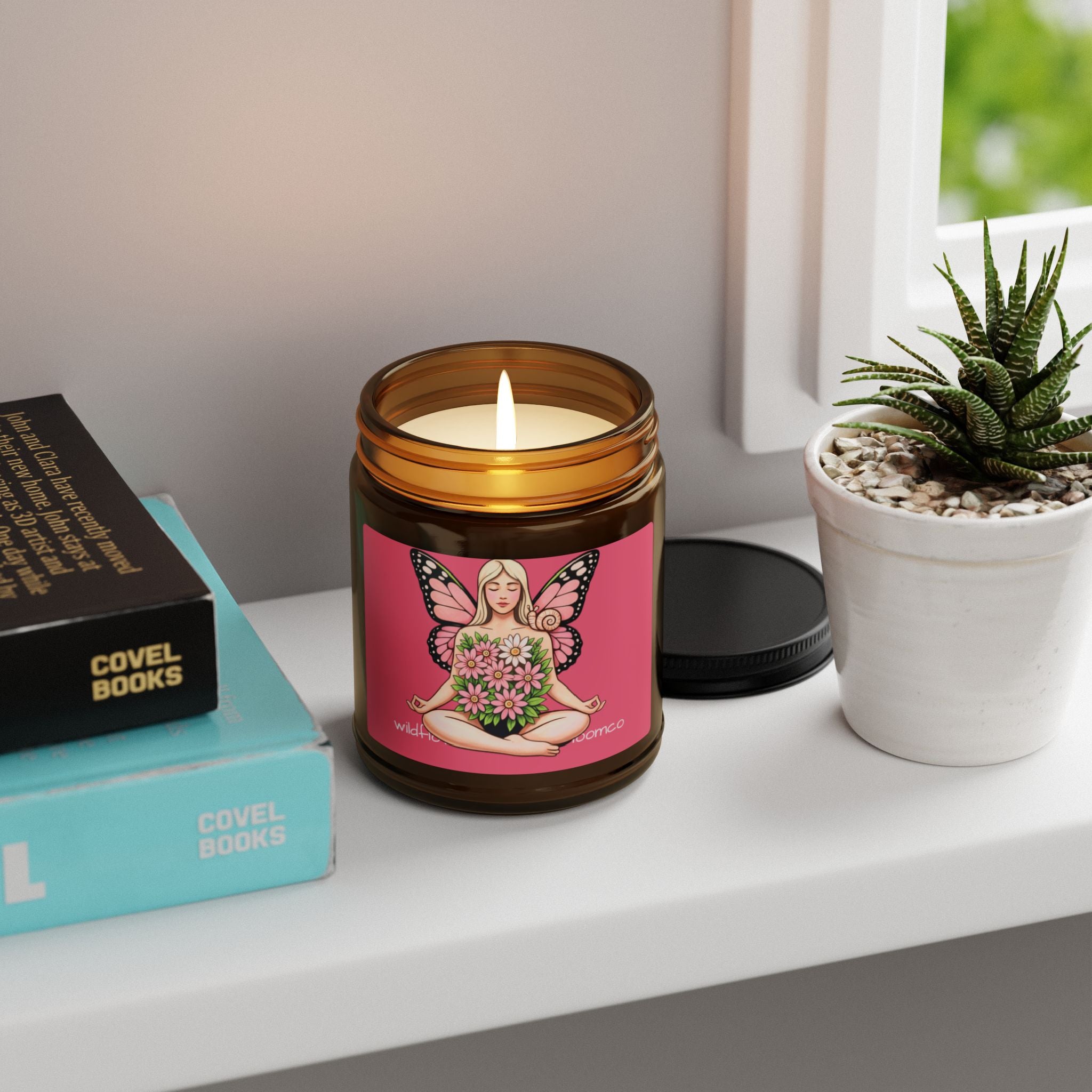 Floral Butterfly Goddess Candle Amber Jar | Soy Candle
