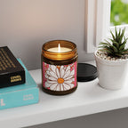 Daisy Floral Illustration Candle | Amber Jar Soy Candle