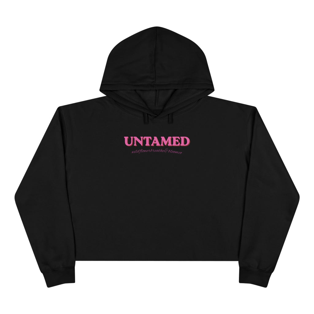 Untamed Floral Graphic Crop Hoodie | Retro Flower Squares, Pink Orange
