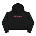 Untamed Floral Graphic Crop Hoodie | Retro Flower Squares, Pink Orange