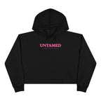 Untamed Floral Graphic Crop Hoodie | Retro Flower Squares, Pink Orange