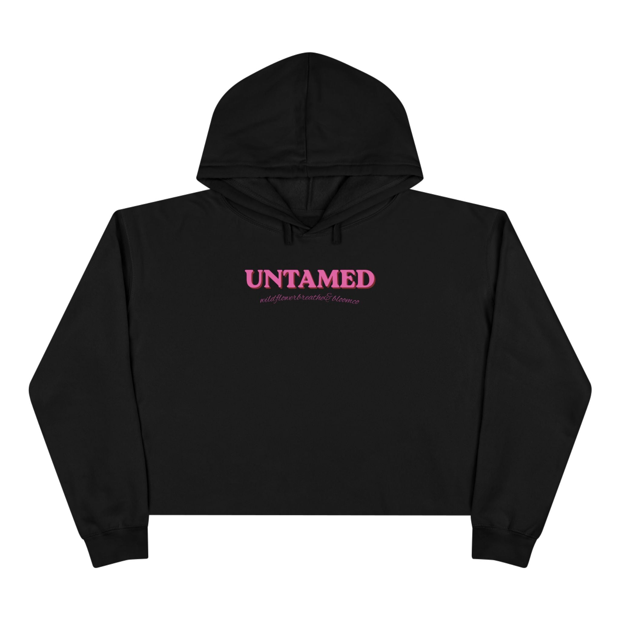 Untamed Floral Graphic Crop Hoodie | Retro Flower Squares, Pink Orange