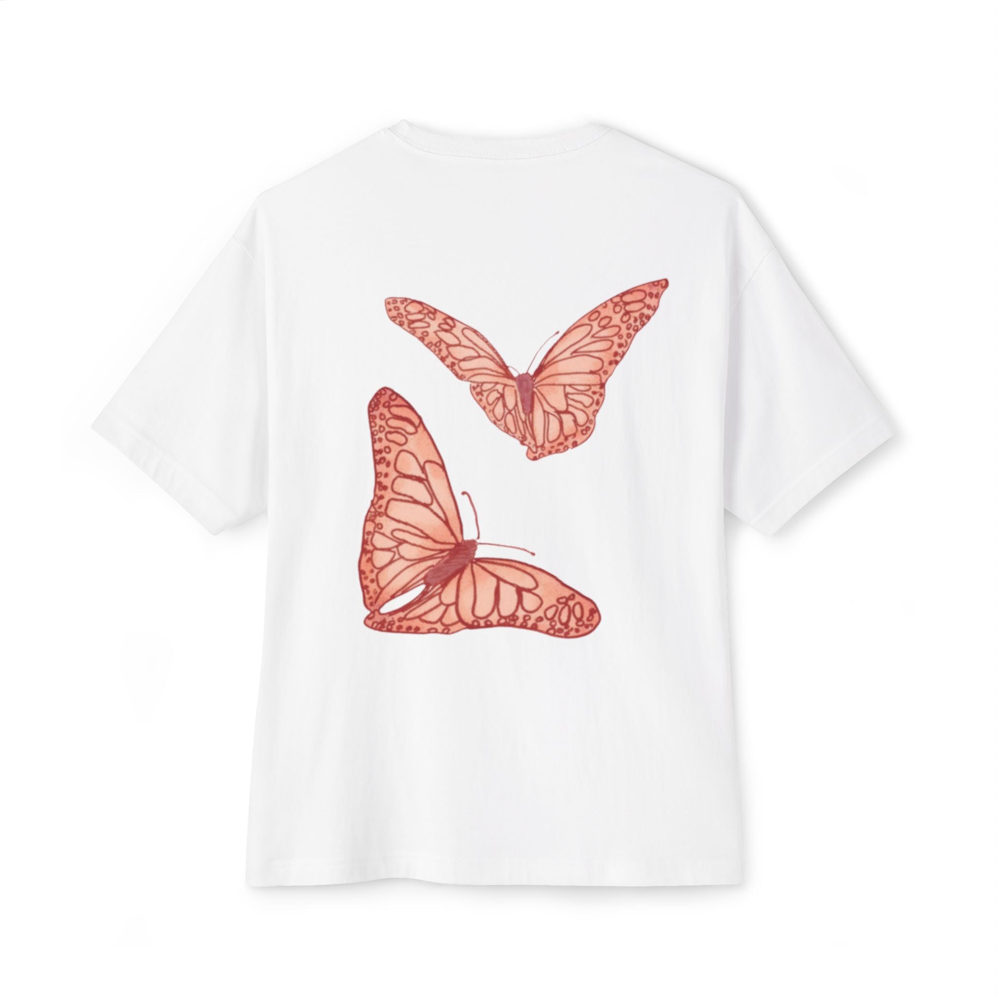 Butterfly Sketch Tee | Two Orange Butterflies Minimal Line Art