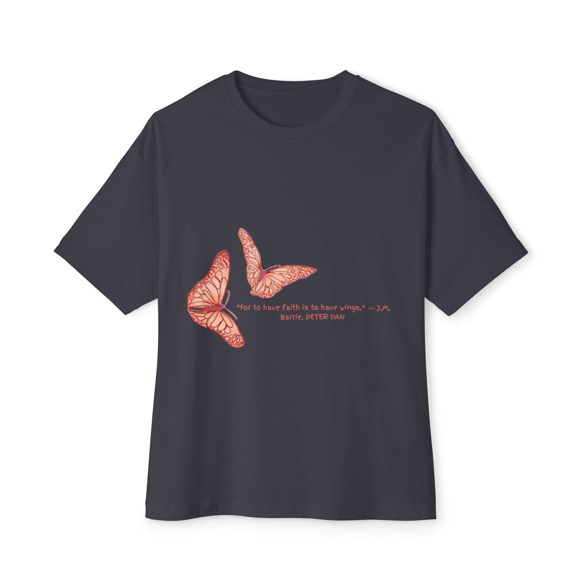 Butterfly Sketch Tee | Two Orange Butterflies Minimal Line Art