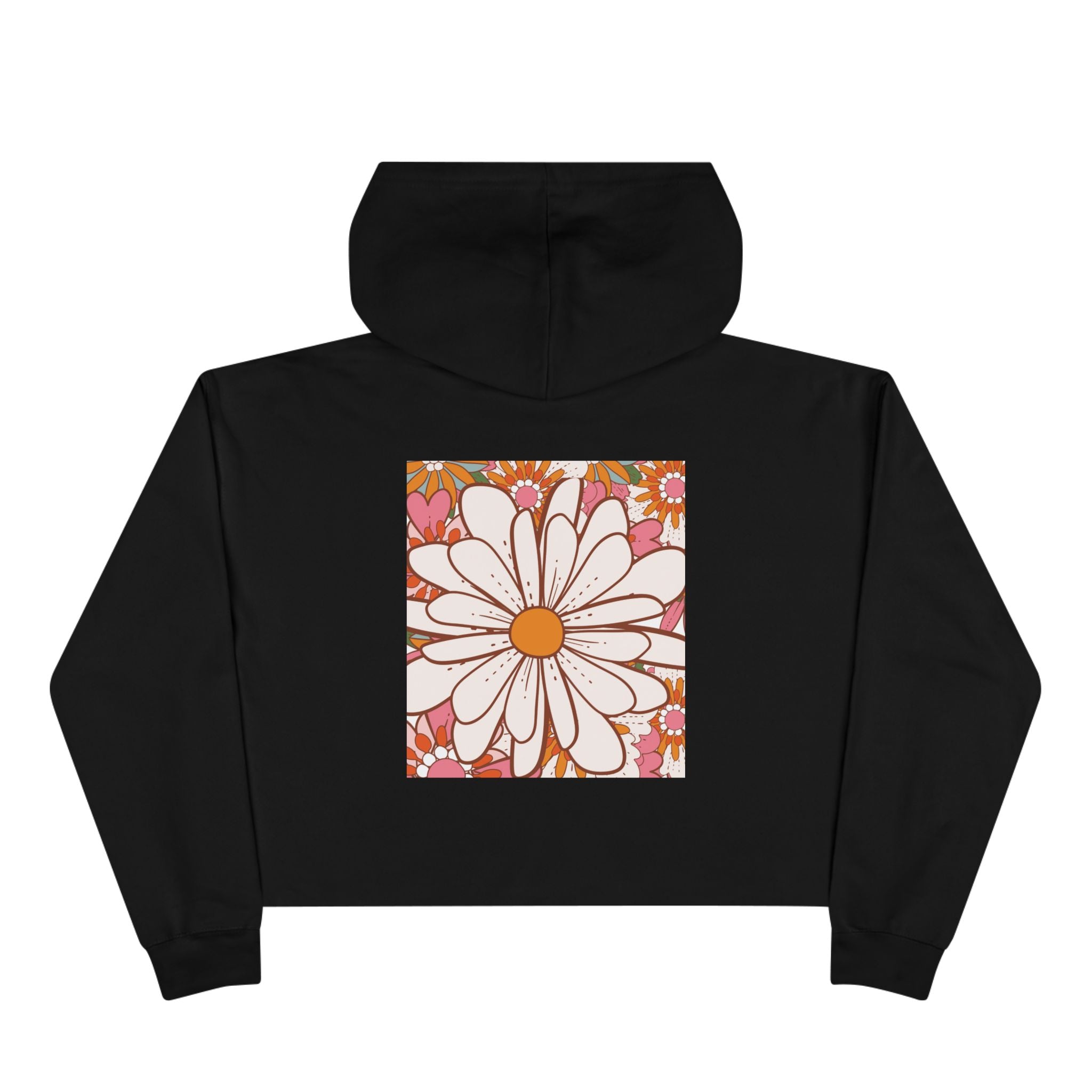 Retro Daisy Floral Crop Hoodie | 70s Flower Power Graphic