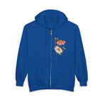 Retro Daisy Floral Print Zip Hoodie | Vintage Flower Pocket & Back Design