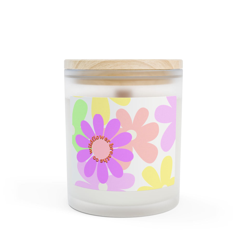 Retro Daisy Pattern Candle | Frosted Glass 11oz