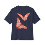 Butterfly Sketch Tee | Two Orange Butterflies Minimal Line Art