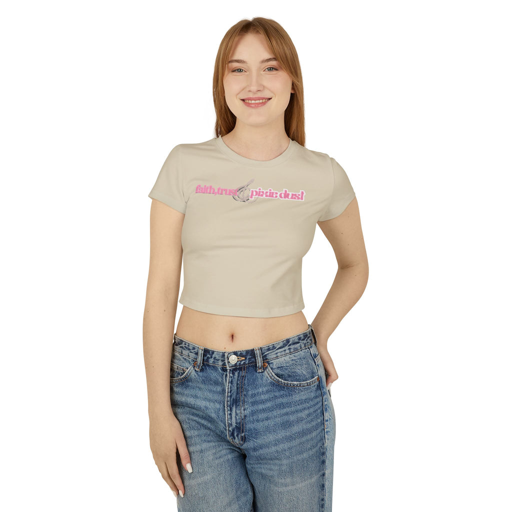 Butterfly Girl Women's Baby Tee — Pink Butterfly Wings Graphic Crop Top