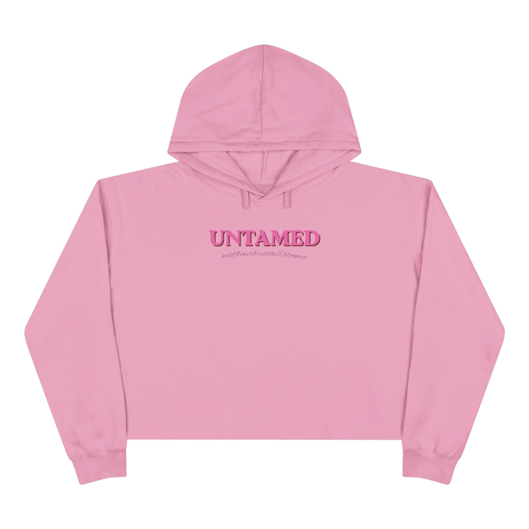 Untamed Floral Graphic Crop Hoodie | Retro Flower Squares, Pink Orange