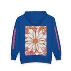 Retro Daisy Floral Print Zip Hoodie | Vintage Flower Pocket & Back Design