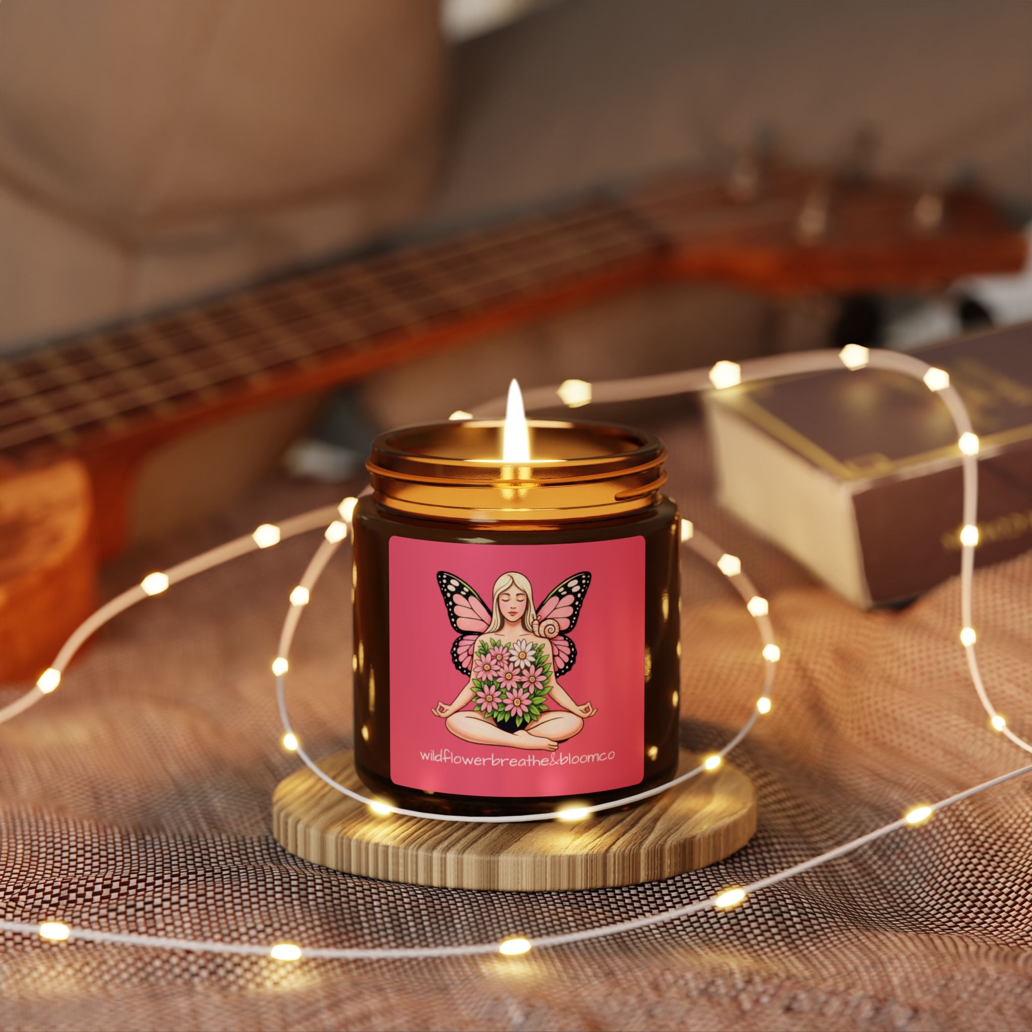 Floral Butterfly Goddess Candle Amber Jar | Soy Candle