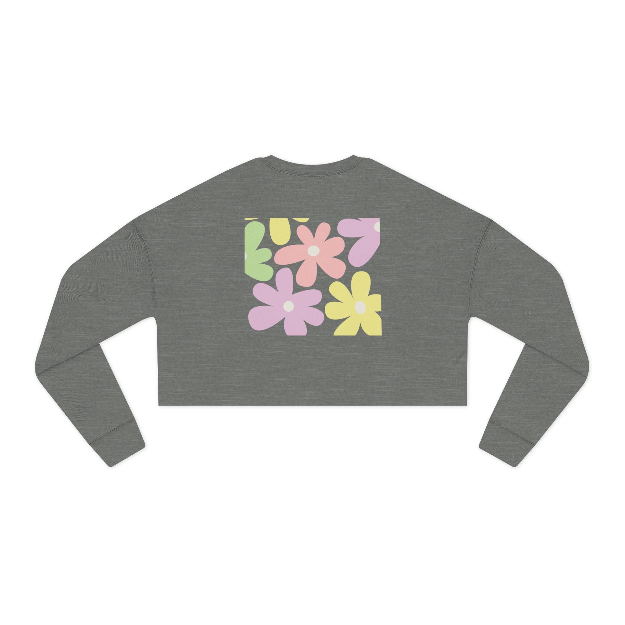Floral Daisy Cropped Sweatshirt — Retro Pastel Flower Graphic
