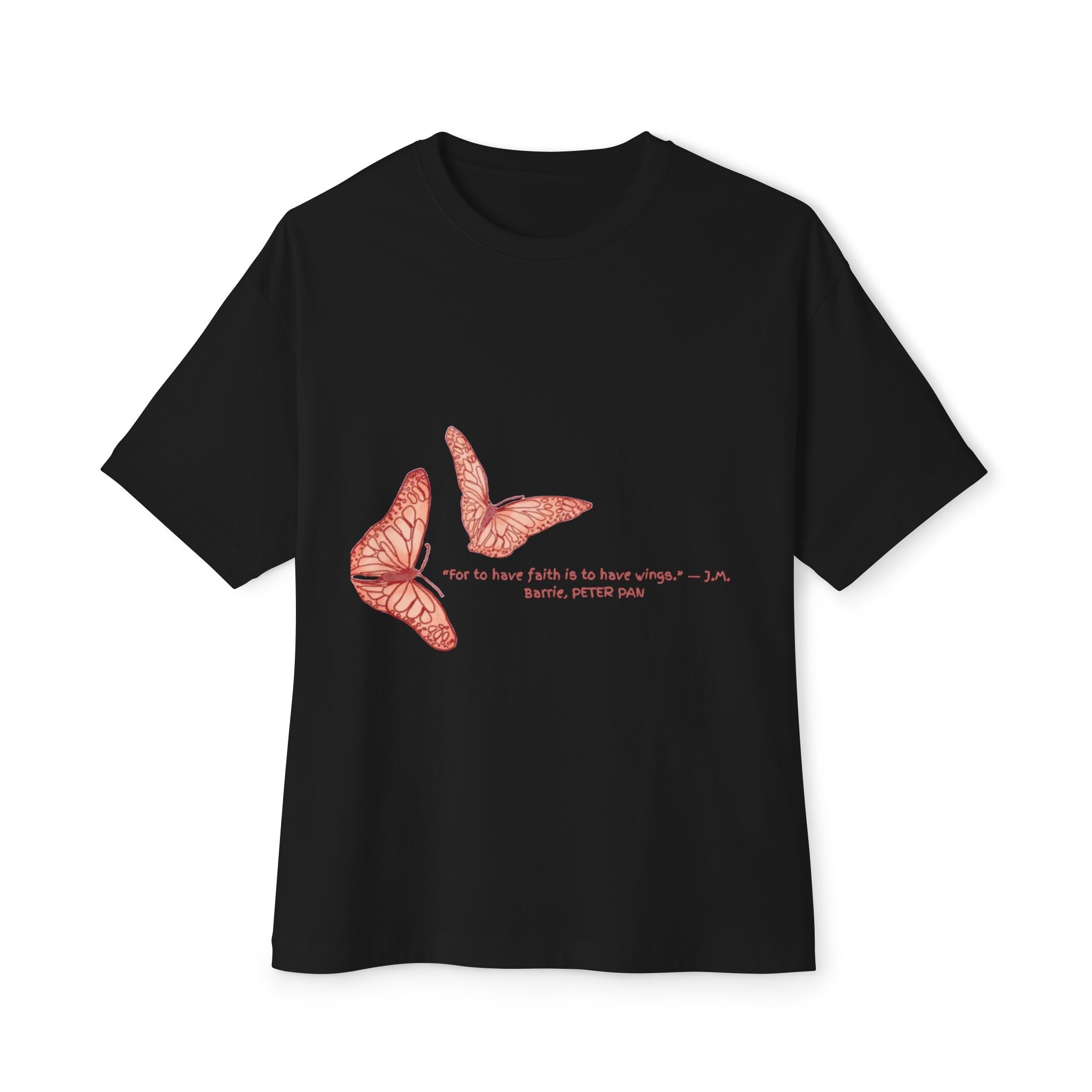 Butterfly Sketch Tee | Two Orange Butterflies Minimal Line Art