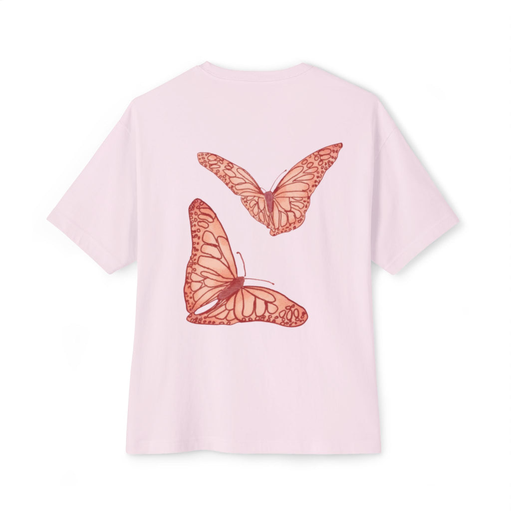 Butterfly Sketch Tee | Two Orange Butterflies Minimal Line Art