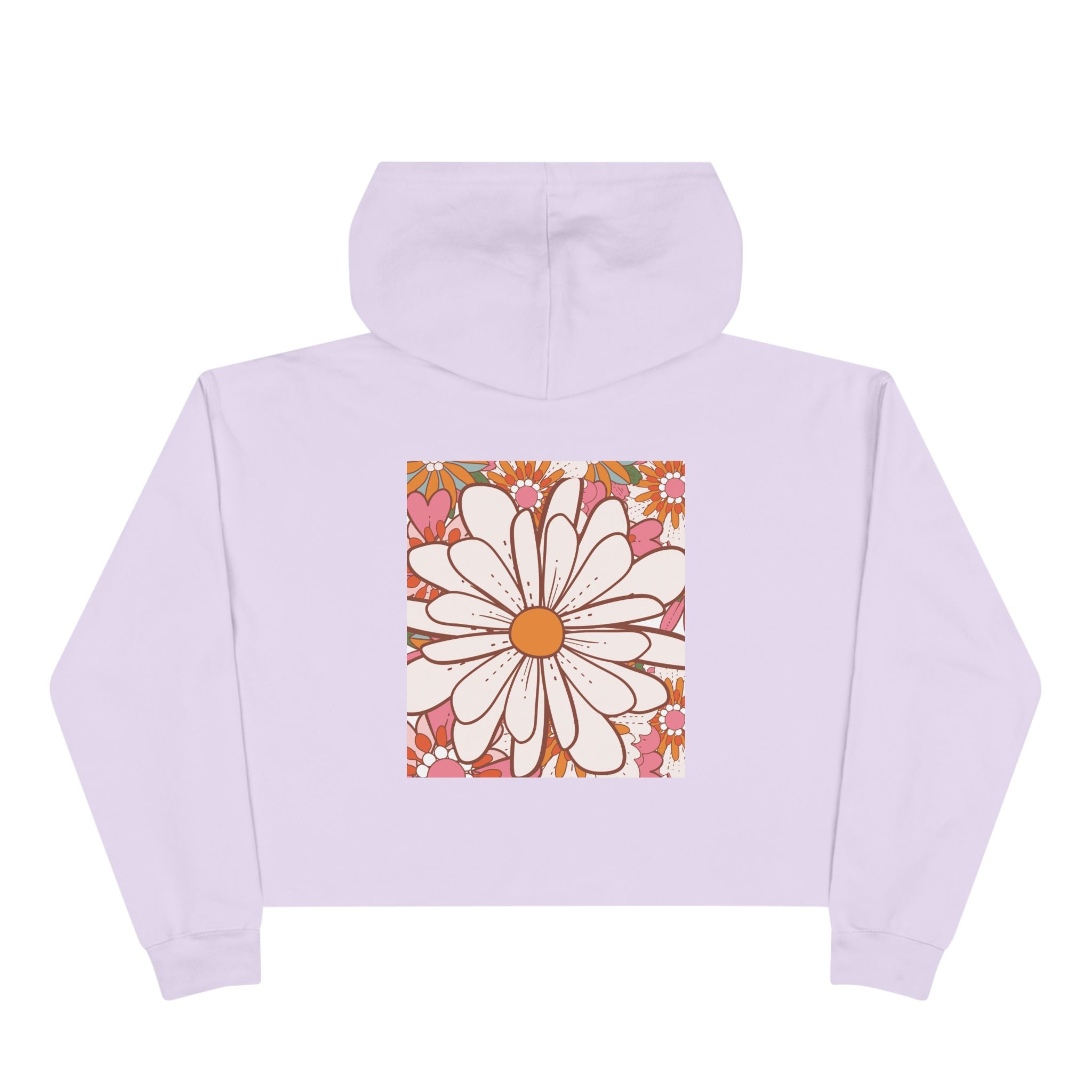 Retro Daisy Floral Crop Hoodie | 70s Flower Power Graphic