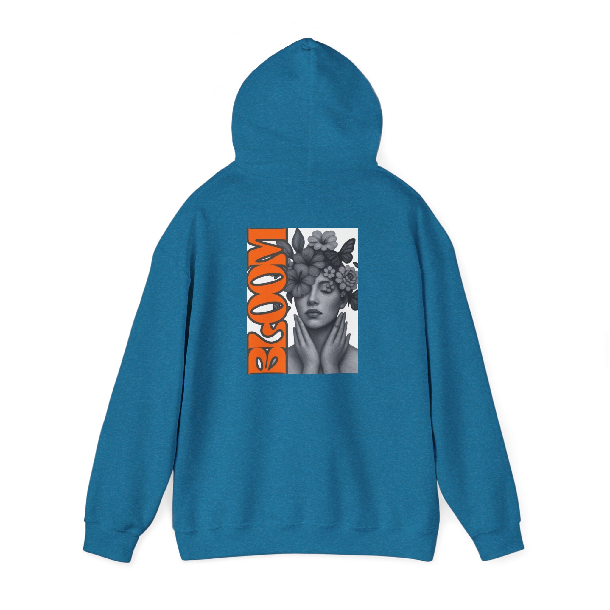 Floral Crown Portrait Hooded Sweatshirt | Retro Orange Bloom Graphic