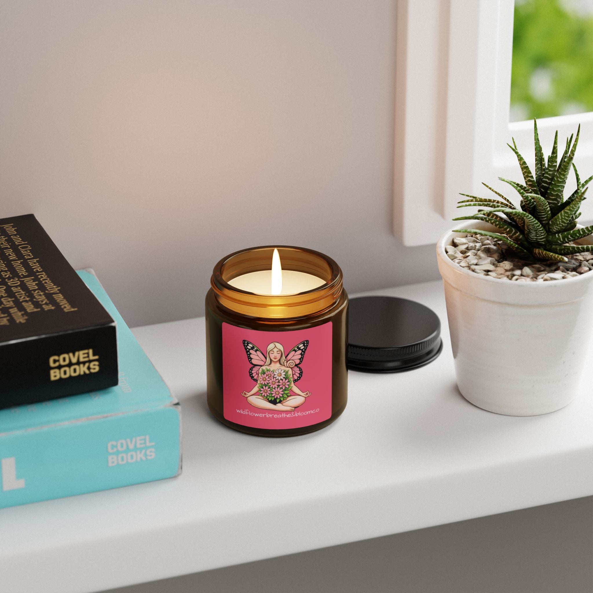 Floral Butterfly Goddess Candle Amber Jar | Soy Candle
