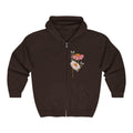 Retro Daisy Floral Print Zip Hoodie | Vintage Flower Pocket & Back Design