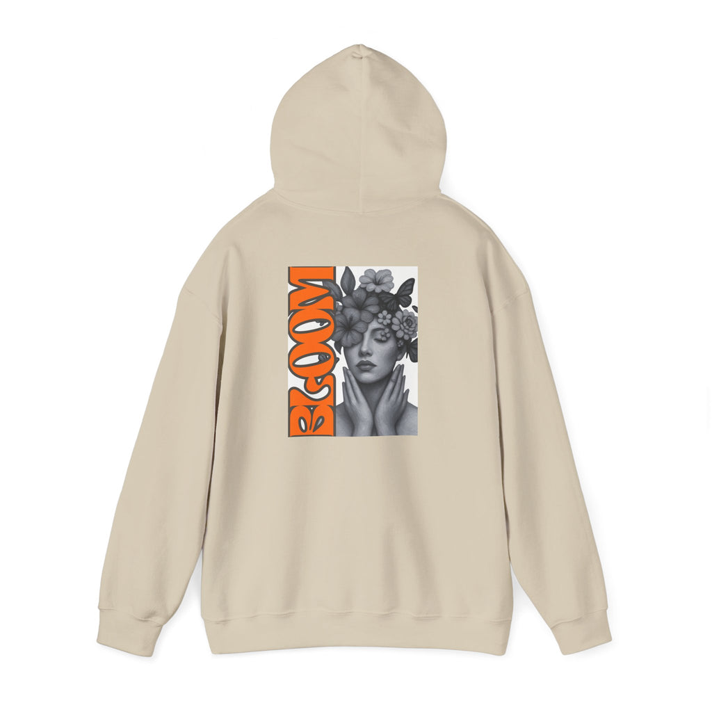 Floral Crown Portrait Hooded Sweatshirt | Retro Orange Bloom Graphic