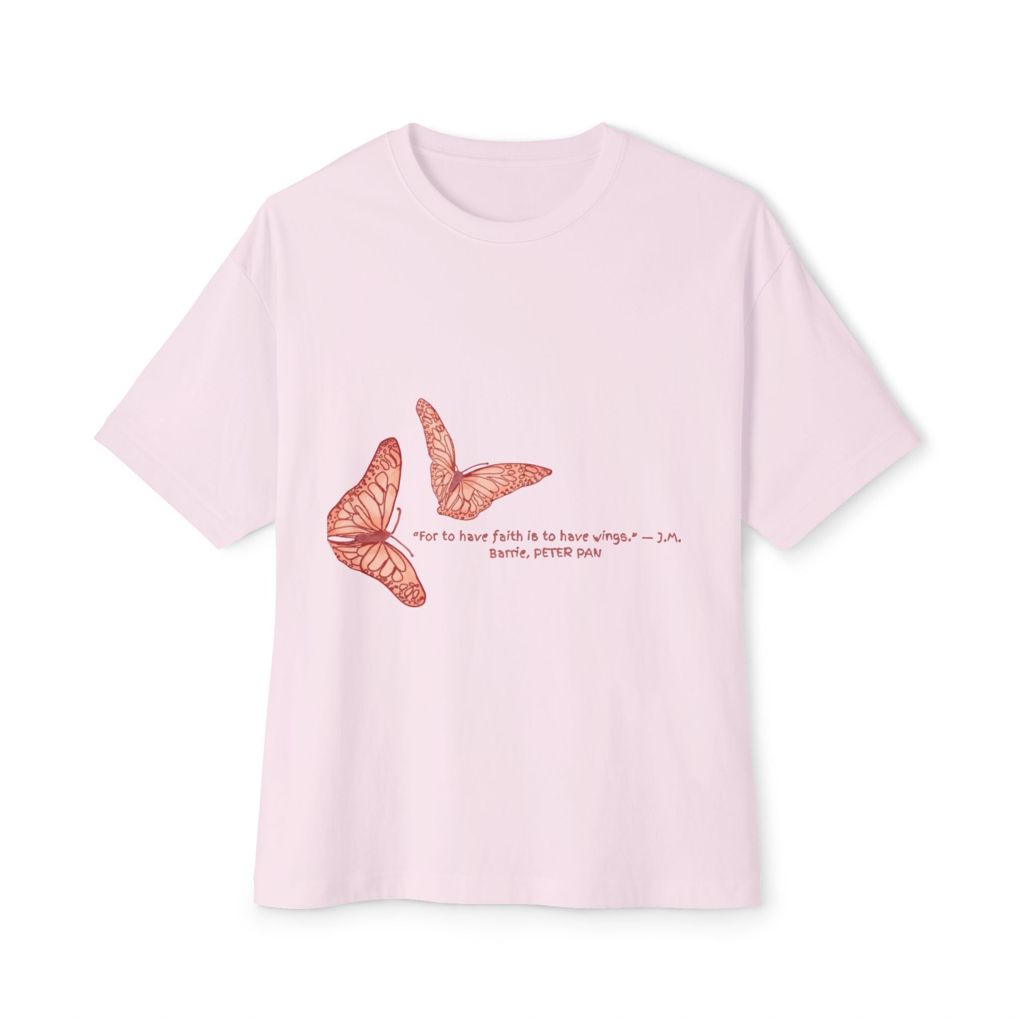 Butterfly Sketch Tee | Two Orange Butterflies Minimal Line Art