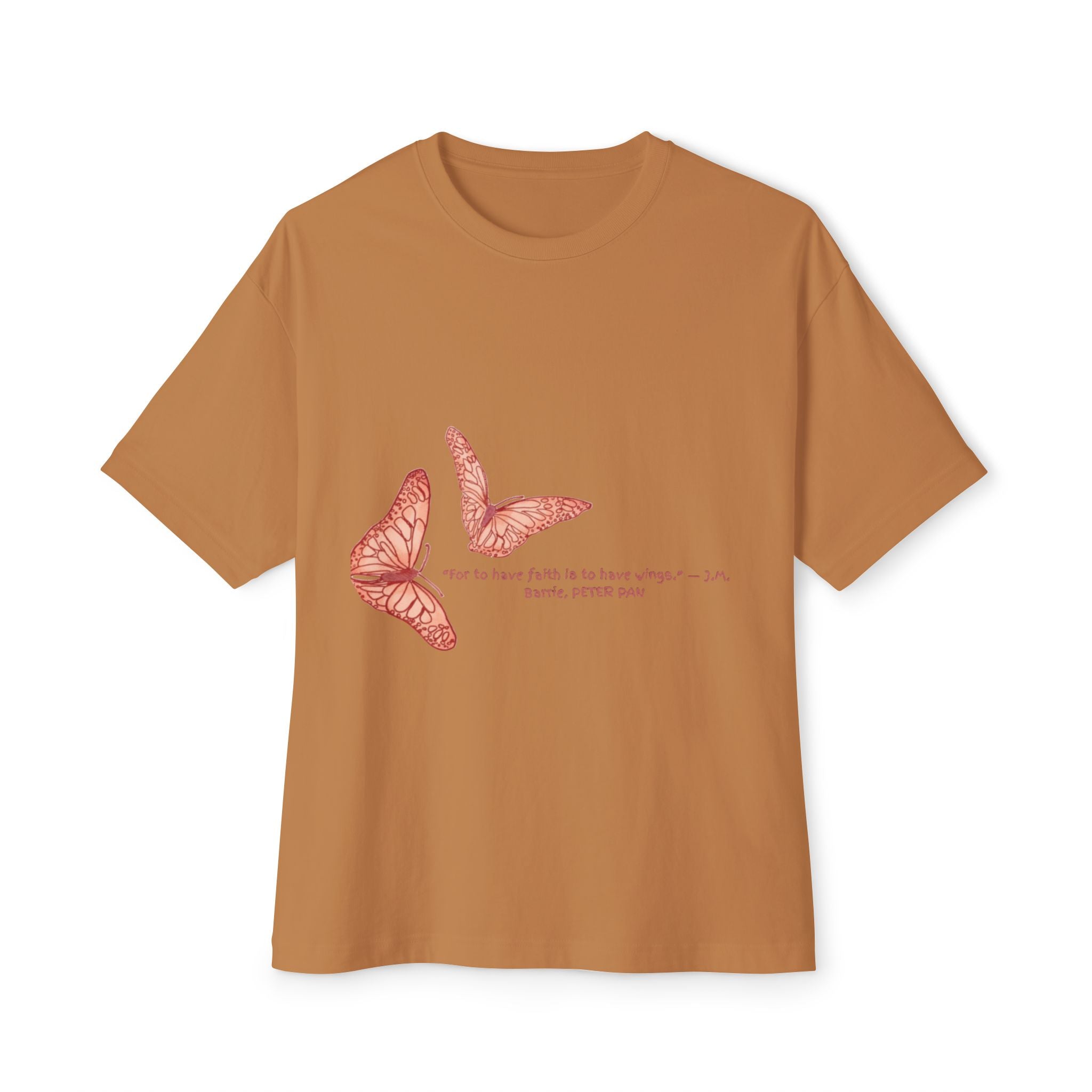 Butterfly Sketch Tee | Two Orange Butterflies Minimal Line Art
