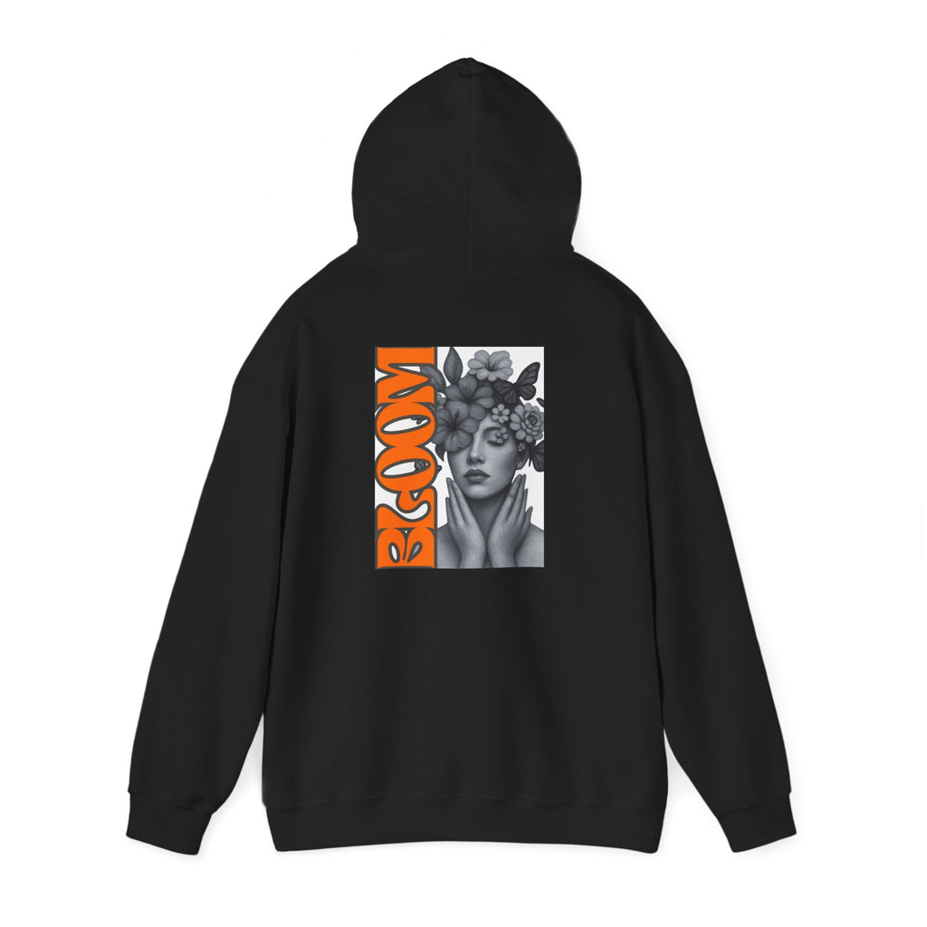 Floral Crown Portrait Hooded Sweatshirt | Retro Orange Bloom Graphic