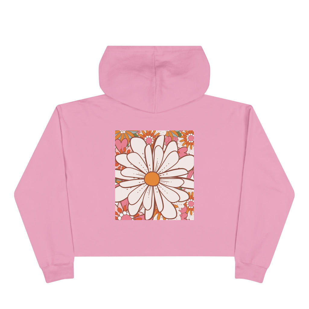 Retro Daisy Floral Crop Hoodie | 70s Flower Power Graphic