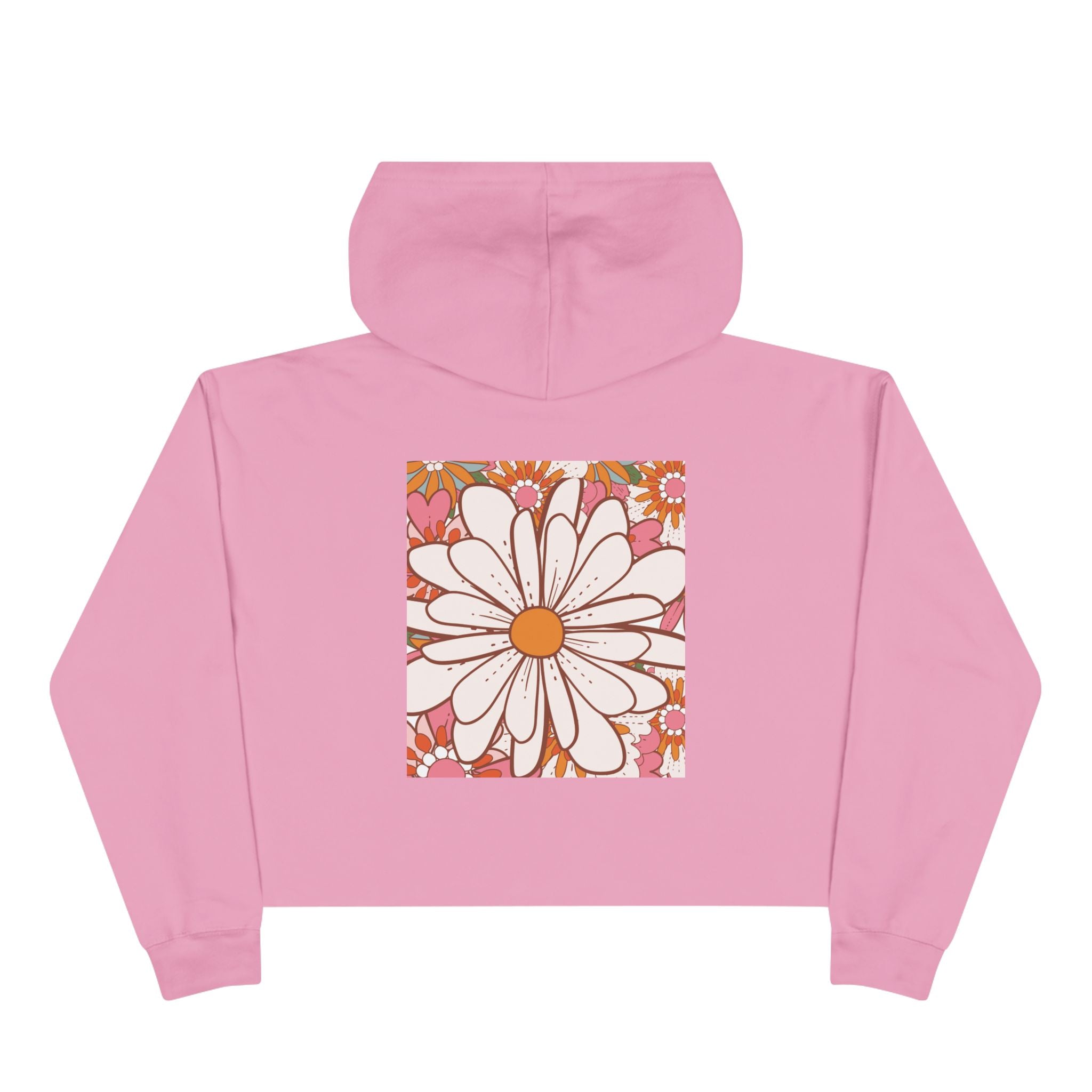 Retro Daisy Floral Crop Hoodie | 70s Flower Power Graphic