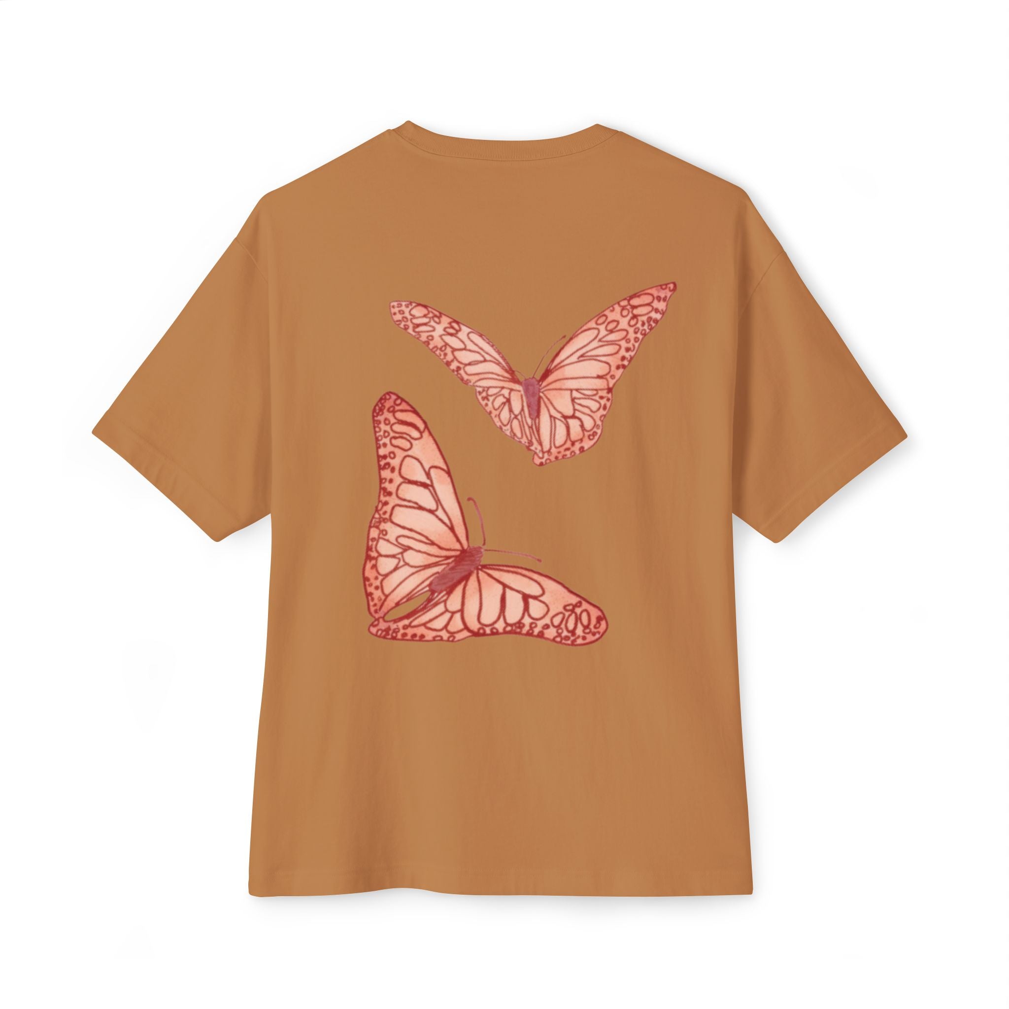 Butterfly Sketch Tee | Two Orange Butterflies Minimal Line Art