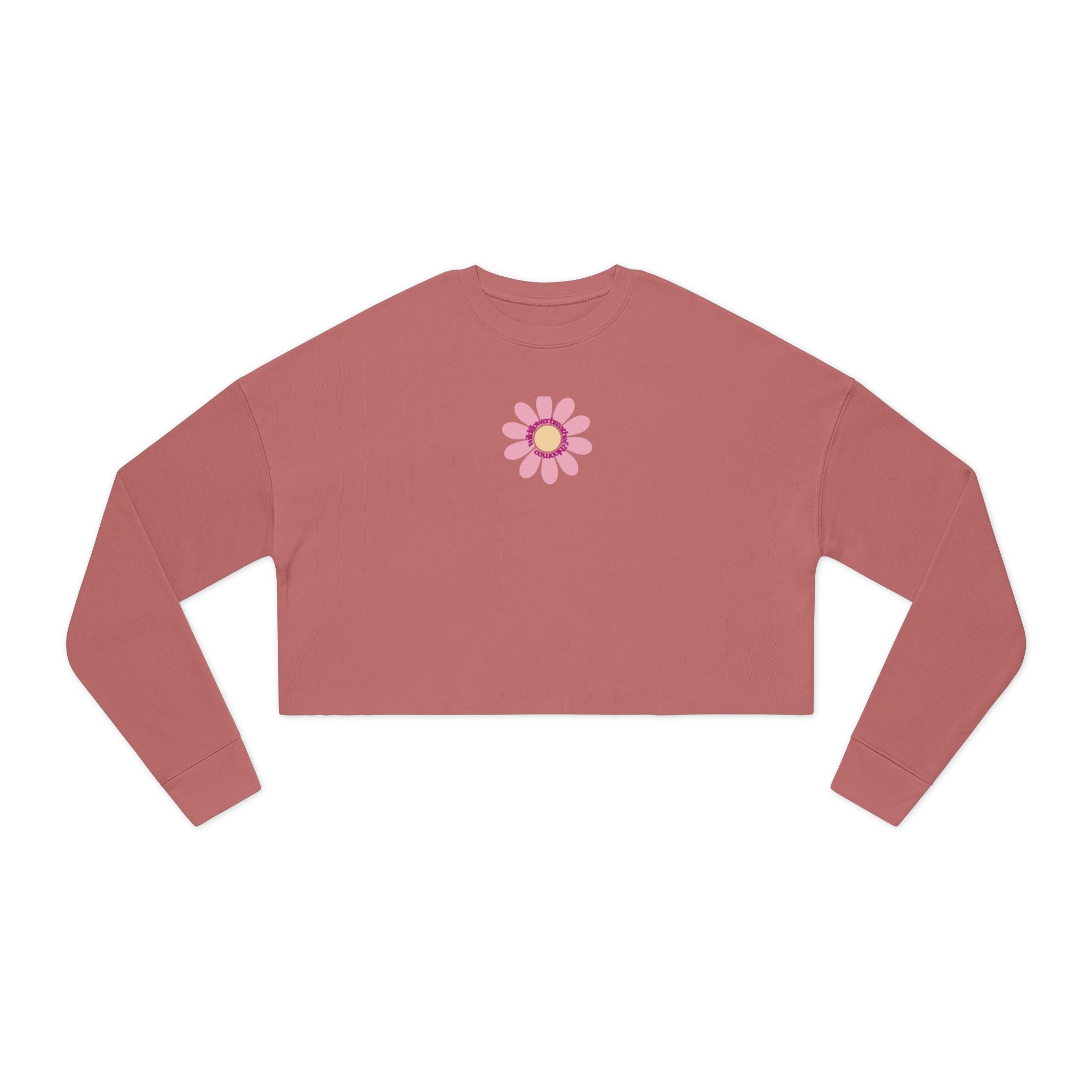 Floral Daisy Cropped Sweatshirt — Retro Pastel Flower Graphic