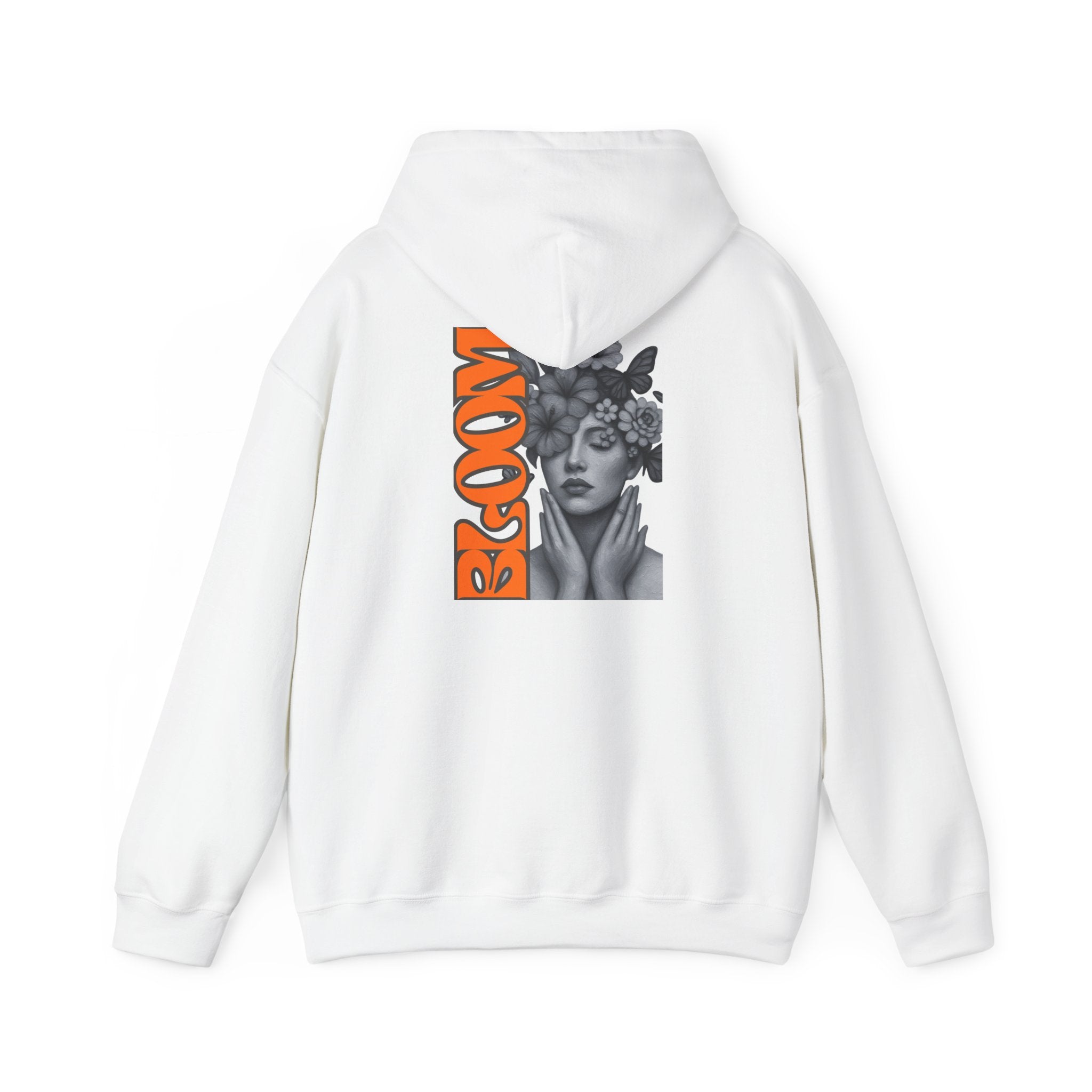 Floral Crown Portrait Hooded Sweatshirt | Retro Orange Bloom Graphic