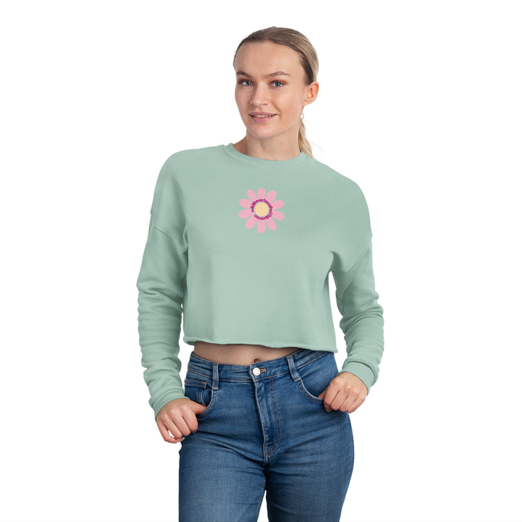Floral Daisy Cropped Sweatshirt — Retro Pastel Flower Graphic