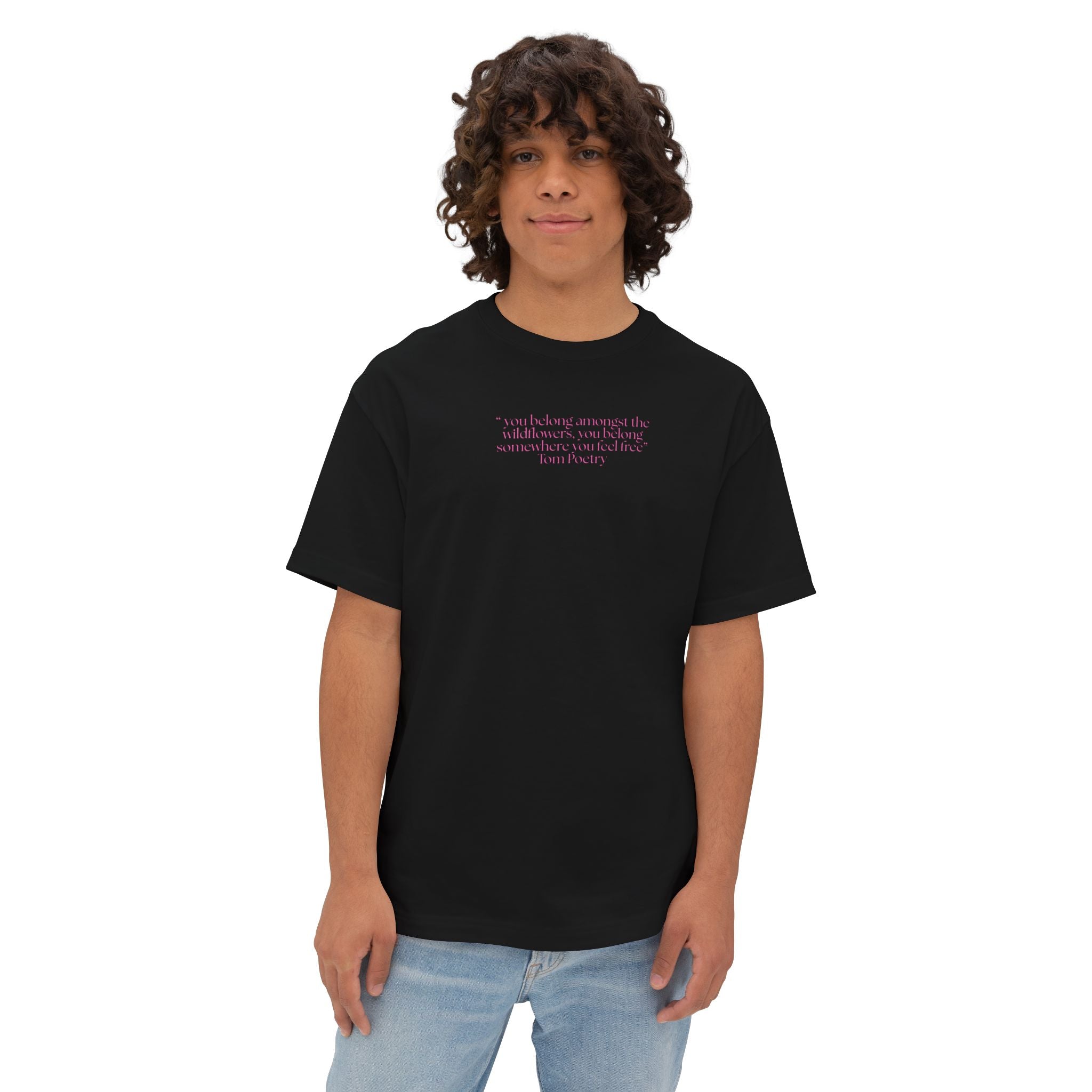 Boxy Tee — Delicate Pink Quote "You Belong Amongst the Wildflowers"