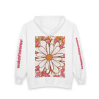 Retro Daisy Floral Print Zip Hoodie | Vintage Flower Pocket & Back Design