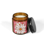 Daisy Floral Illustration Candle | Amber Jar Soy Candle