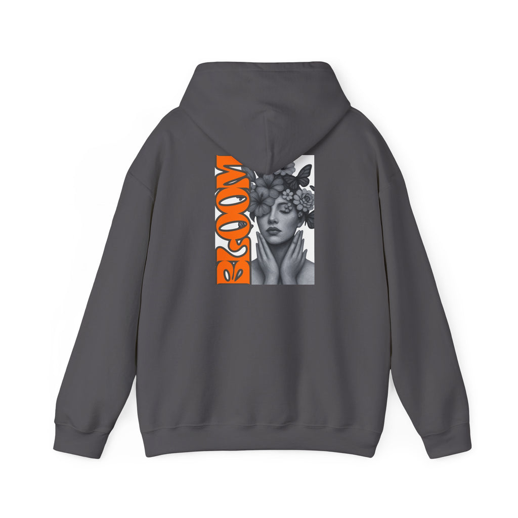 Floral Crown Portrait Hooded Sweatshirt | Retro Orange Bloom Graphic