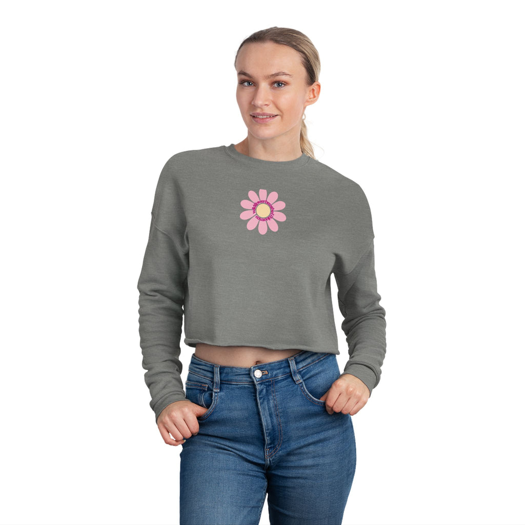 Floral Daisy Cropped Sweatshirt — Retro Pastel Flower Graphic