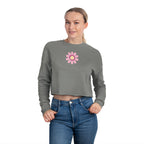 Floral Daisy Cropped Sweatshirt — Retro Pastel Flower Graphic