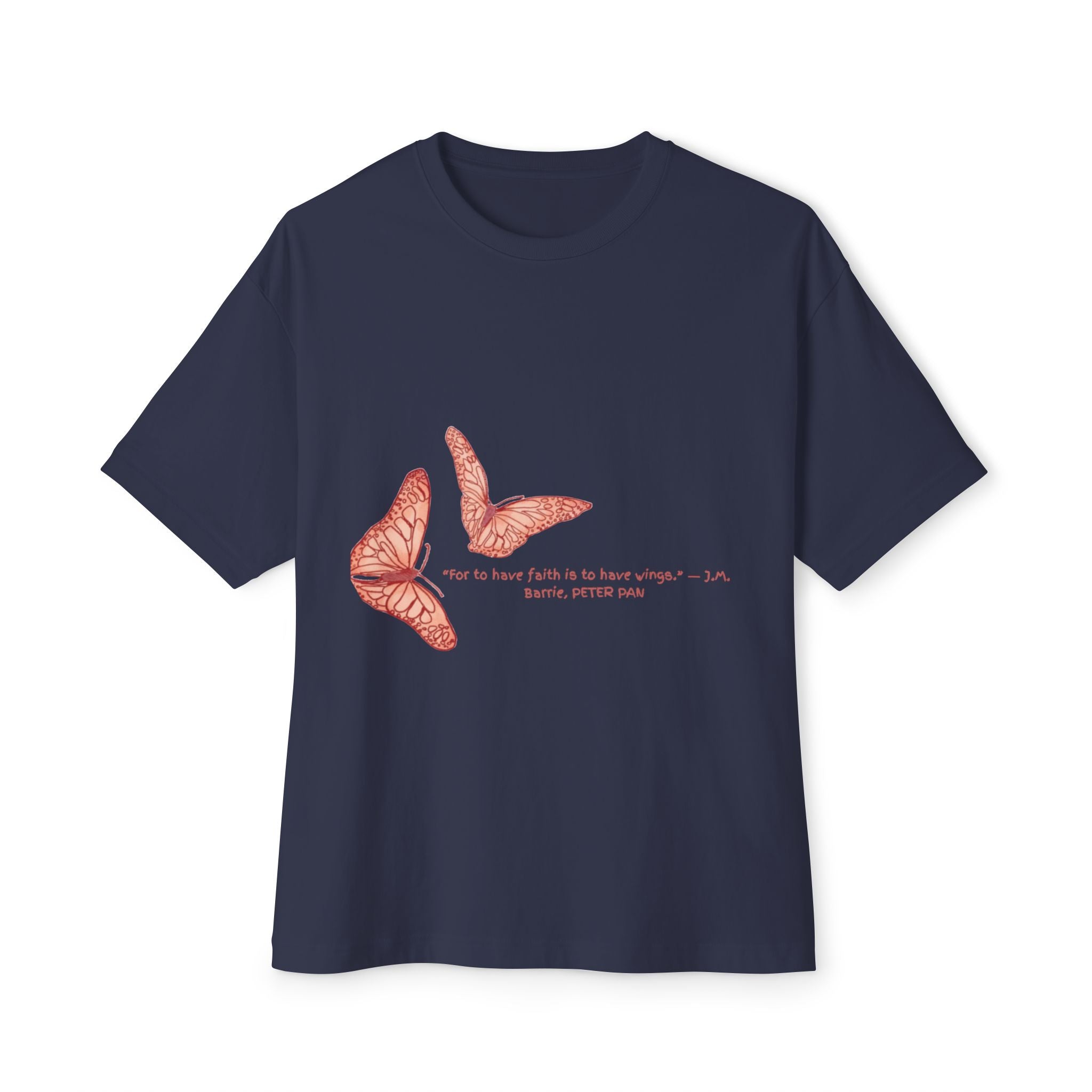 Butterfly Sketch Tee | Two Orange Butterflies Minimal Line Art